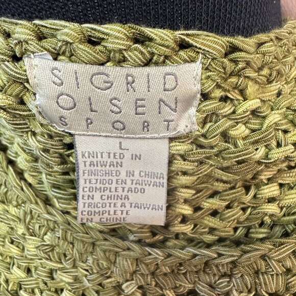 Sigrid Olsen Sport Womens Size Large Avocado  Green Loose Knit Sweater - Picture 6 of 8